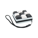 Picky Clicky™ 9 KEY CAPS Black and White Clicking fidget with textured sides Anxiety relief and easy travel fidget toy with sensory feedback design.