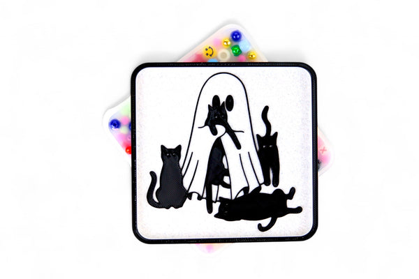 Ghost with multiple Cats Picky Pad Satisfy Your Urge to Pick, Pop and Peel Stress-Free! Picky Pad and Tray