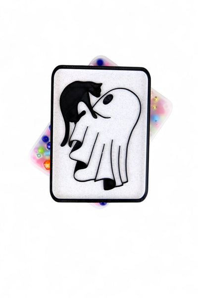 Ghost with One (1) Black Cat Picky Pad Satisfy Your Urge to Pick, Pop and Peel Stress-Free! Picky Pad and Tray